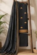 Black Linen Kalga Zari Suit Set with Organza Dupatta