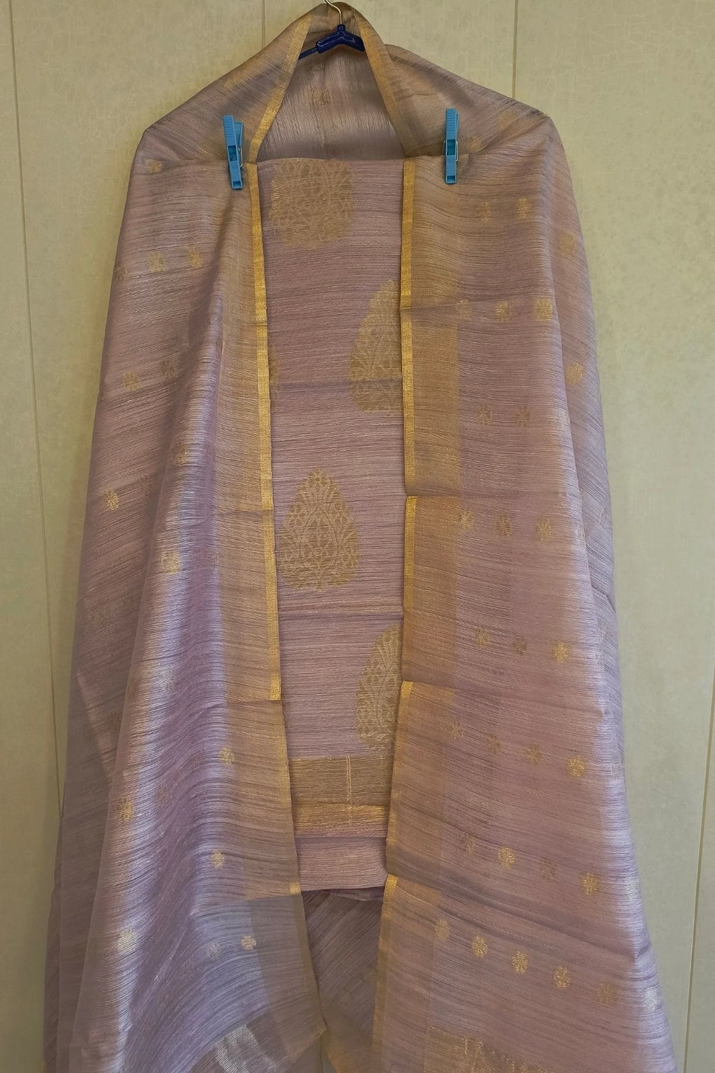 Dusty Rose Pure Matka Silk  Suit Set with Matching Dupatta