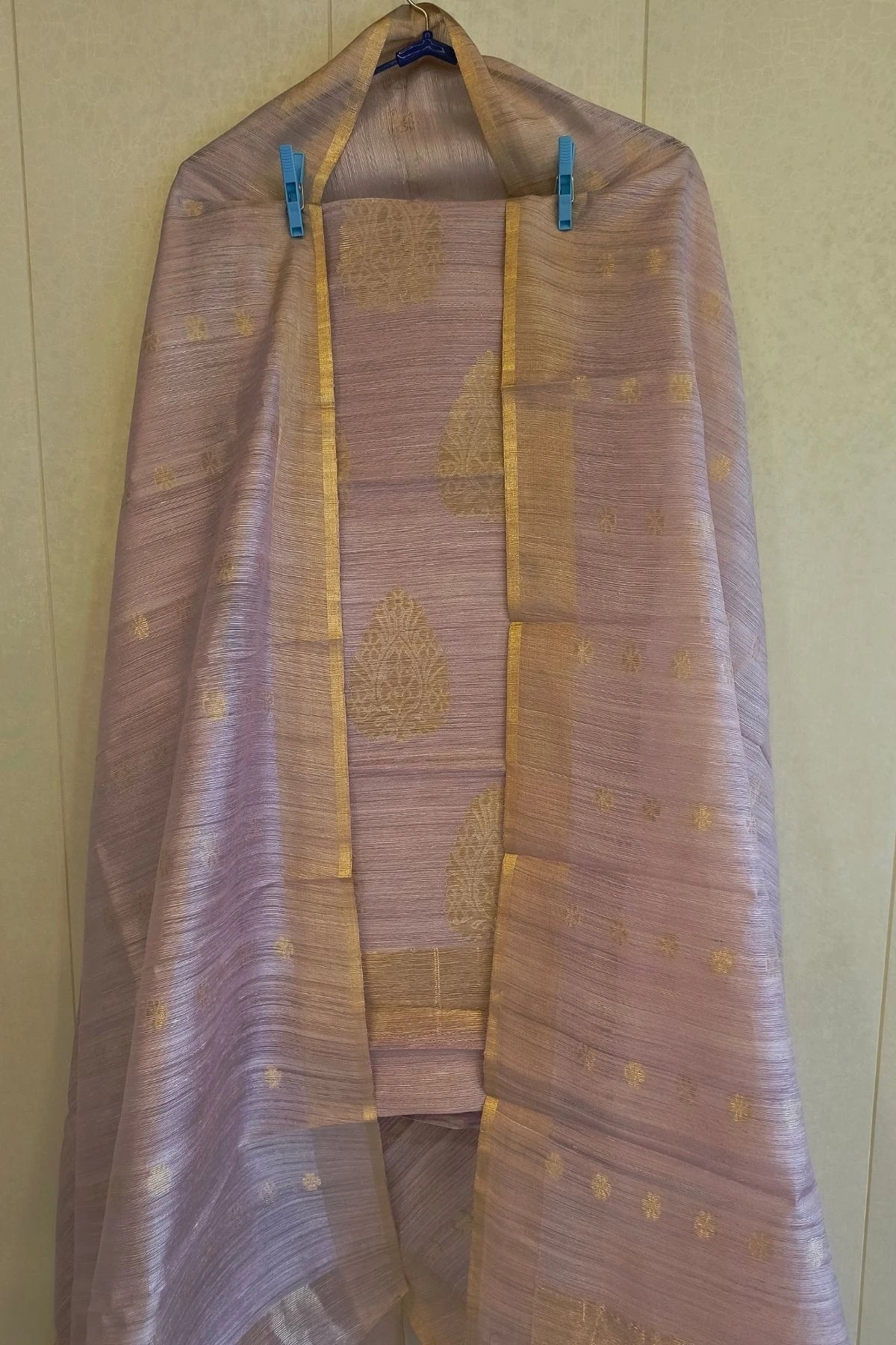 Dusty Rose Pure Matka Silk  Suit Set with Matching Dupatta