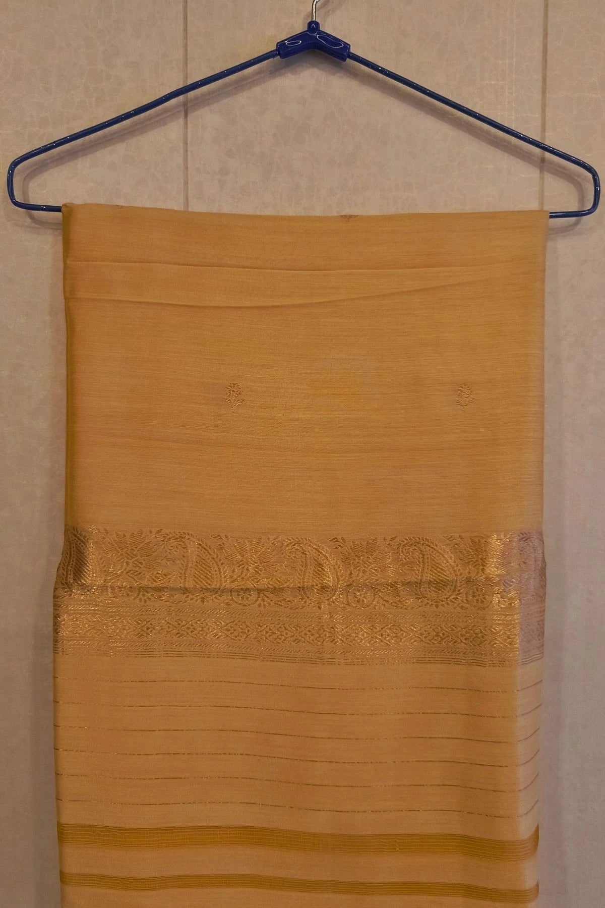 Mustard Yellow Premium Puna Silk Minimal Weave Zari Border Suit Set