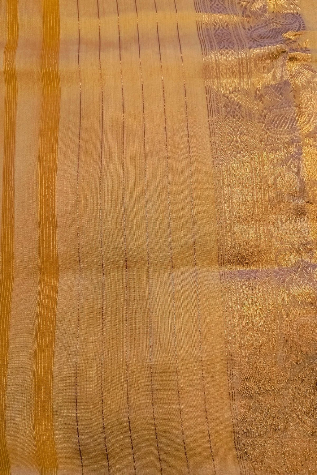 Mustard Yellow Premium Puna Silk Minimal Weave Zari Border Suit Set