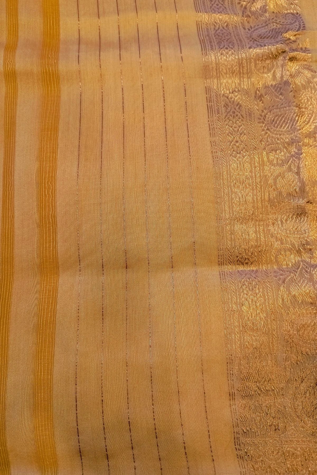 Mustard Yellow Premium Puna Silk Minimal Weave Zari Border Suit Set