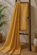 Mustard Yellow Premium Puna Silk Minimal Weave Zari Border Suit Set