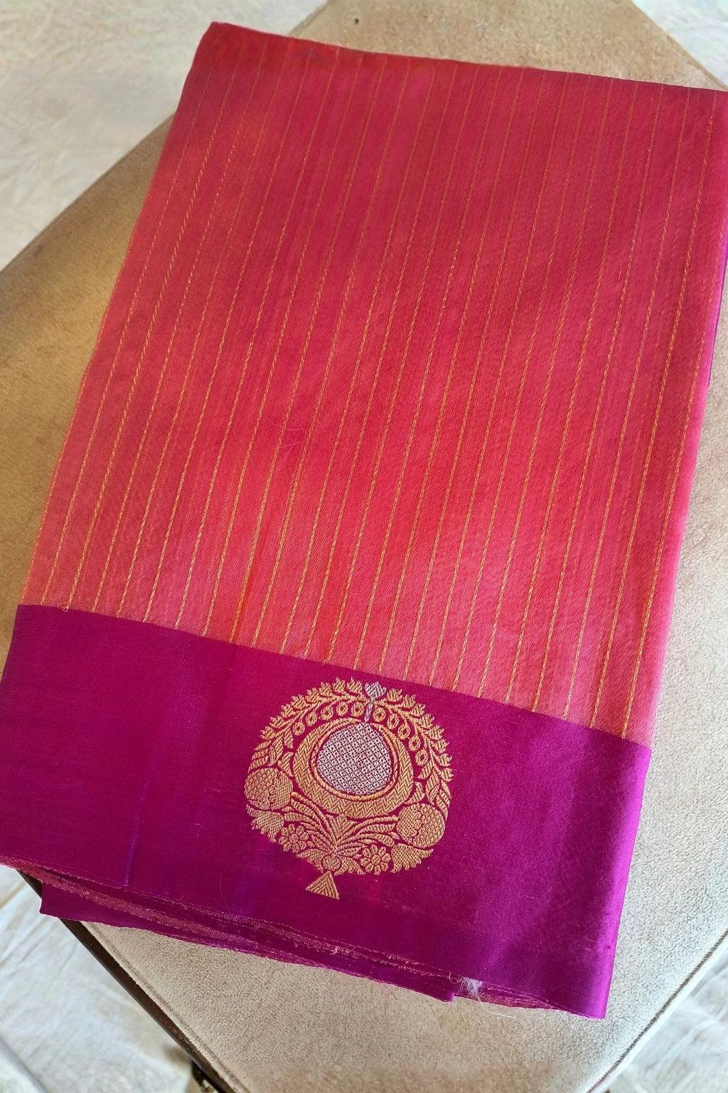 Baby Pink Kora Silk Handwoven Saree