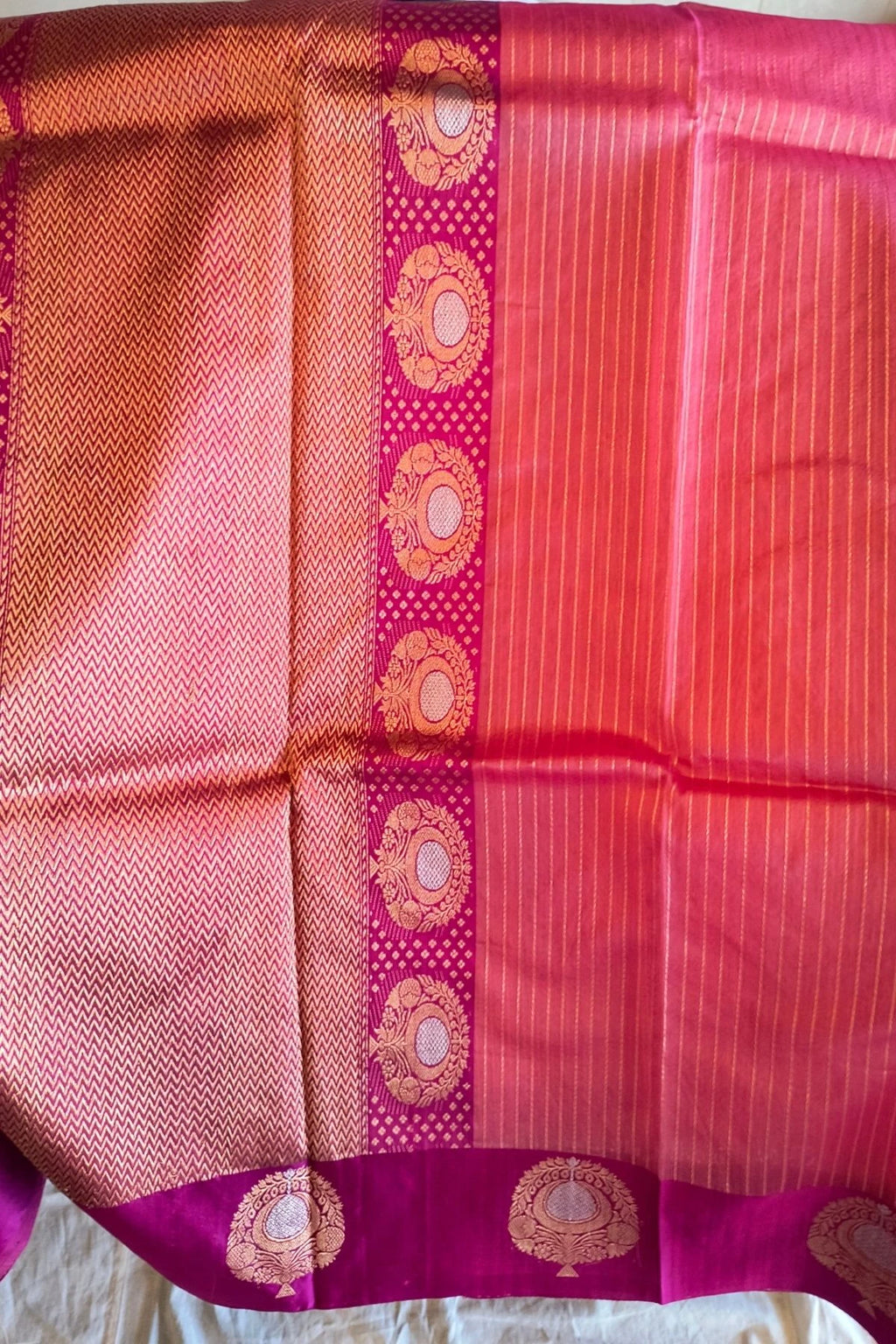 Baby Pink Kora Silk Handwoven Saree