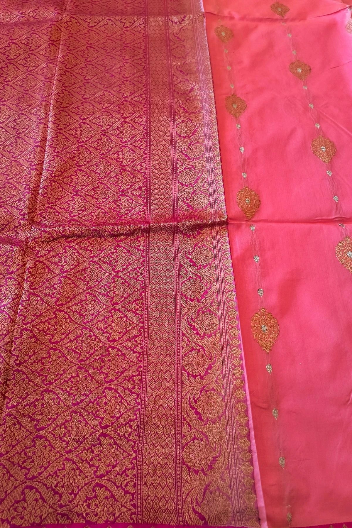Baby Pink Pure Katan Silk Handmade Saree