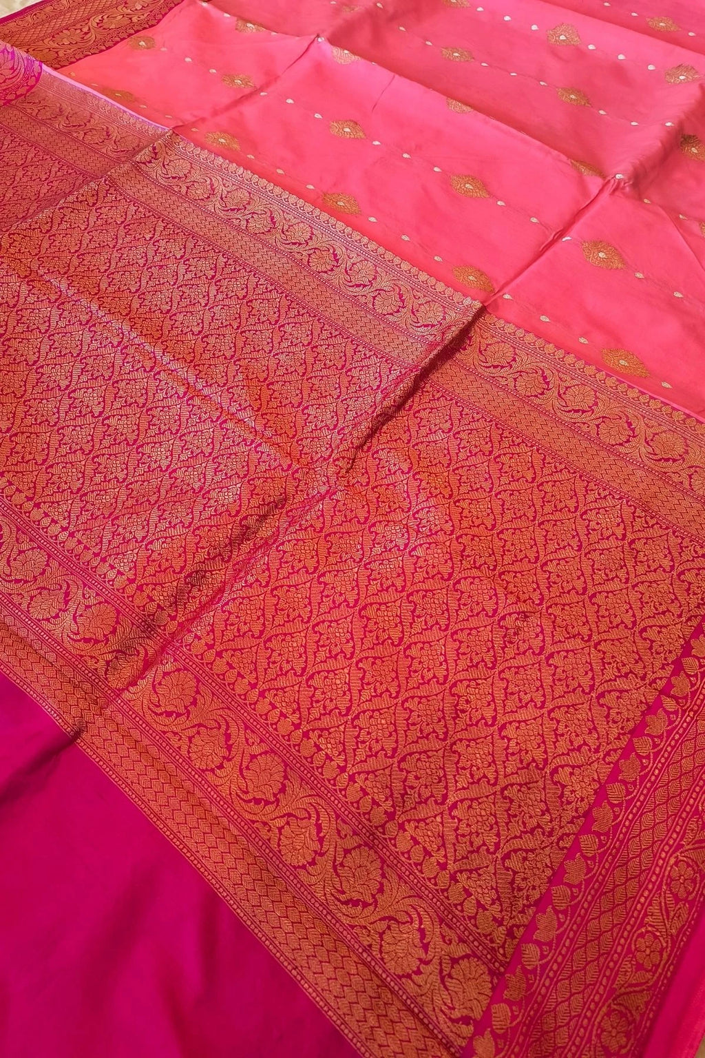 Baby Pink Pure Katan Silk Handmade Saree