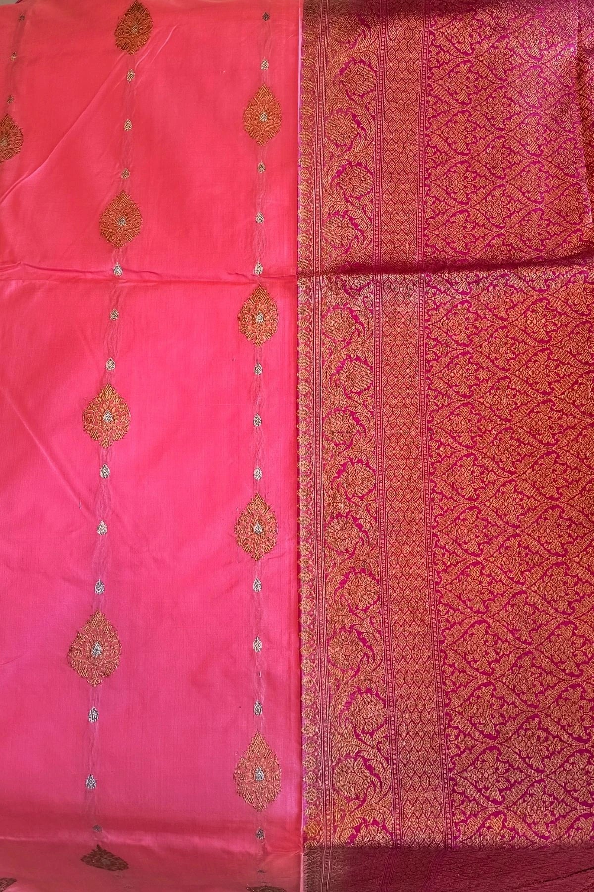 Baby Pink Pure Katan Silk Handmade Saree
