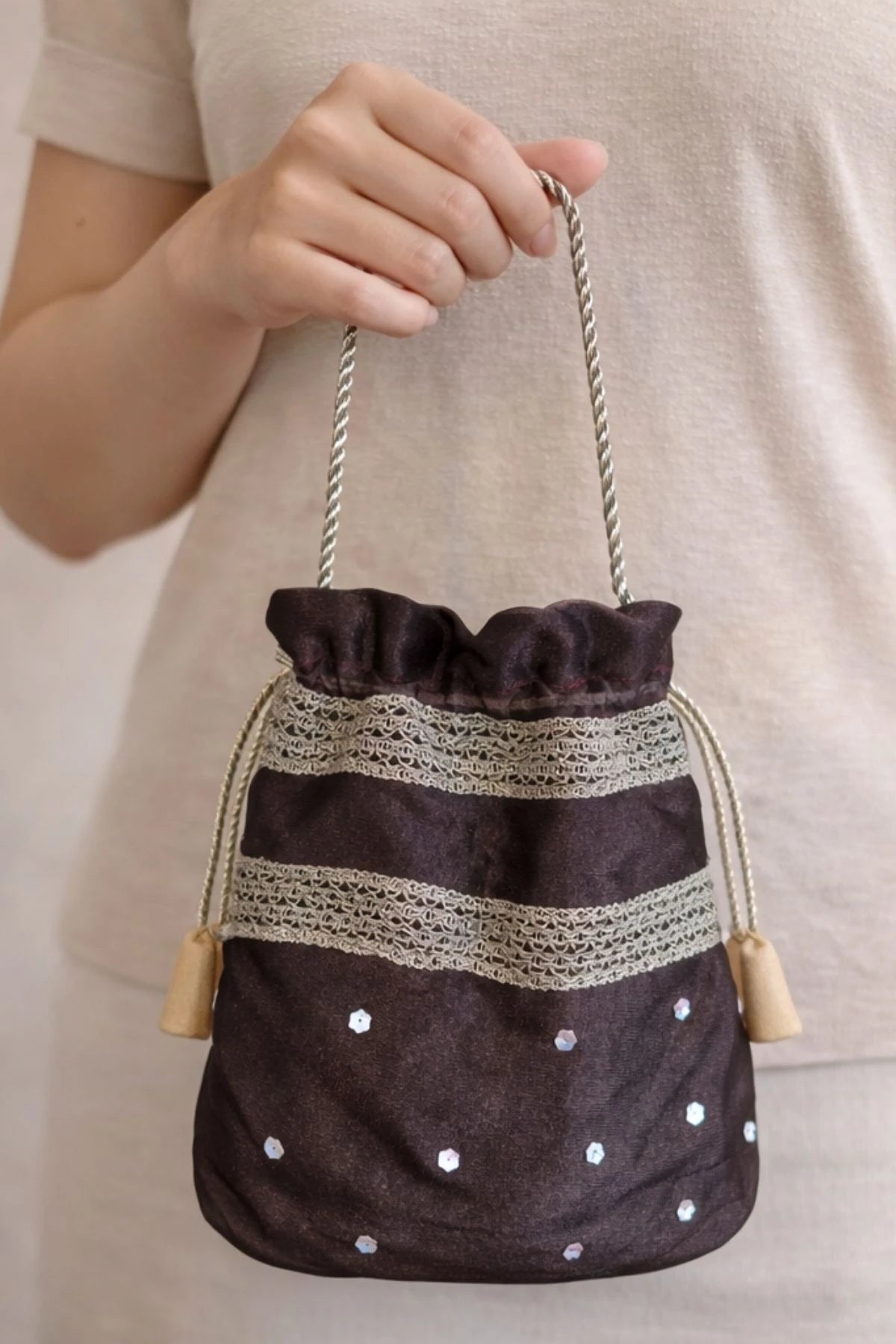 Brown Shimmer Potli Bag