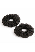 Charcoal Black Soft Fabric Scrunchies Set