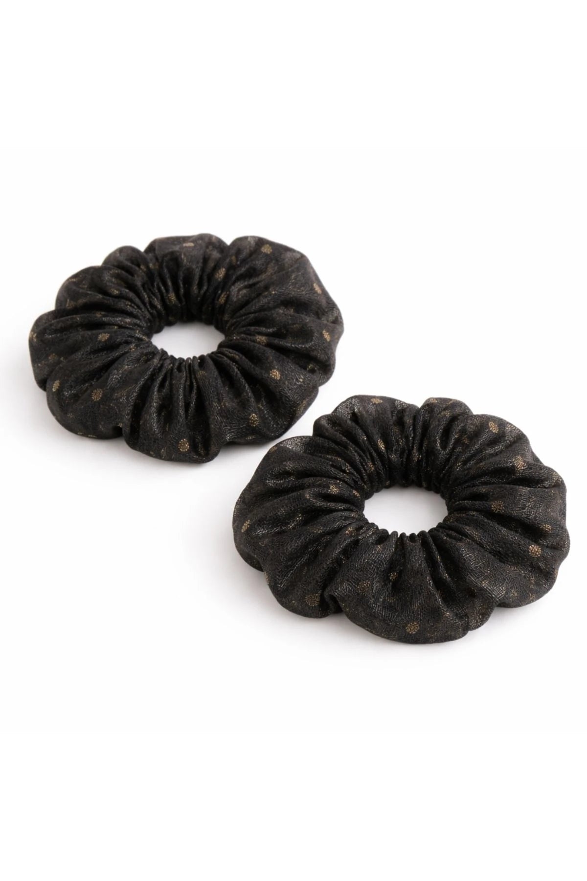 Charcoal Black Soft Fabric Scrunchies Set