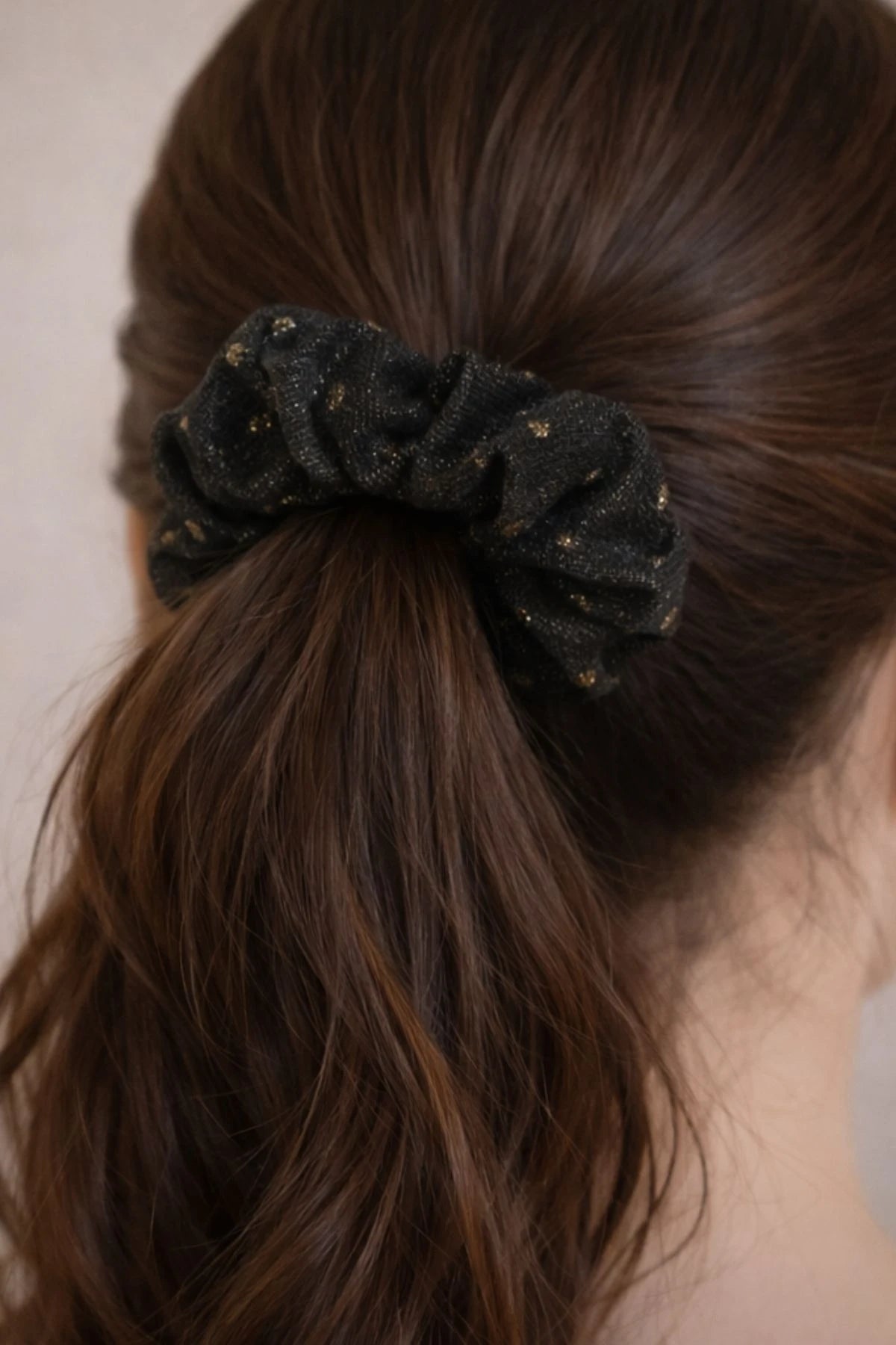Charcoal Black Soft Fabric Scrunchies Set