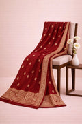 Crimson Red Pure Katan Silk Handmade Saree