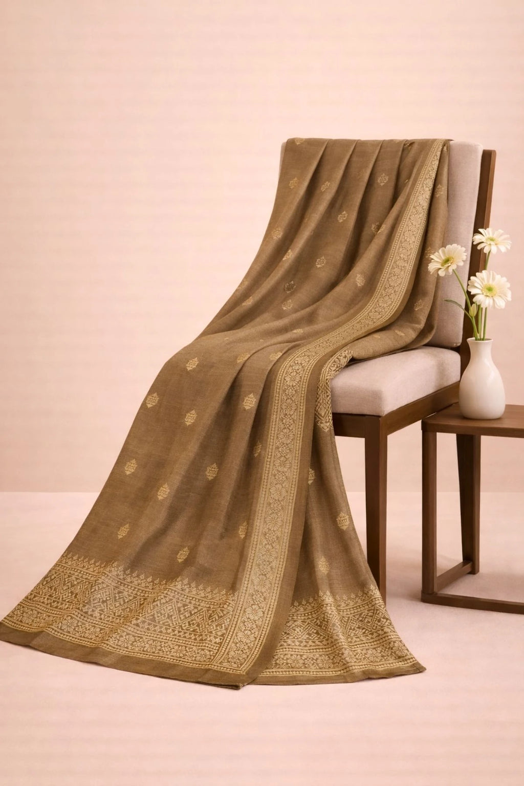 Golden Modal Silk Handwoven Saree