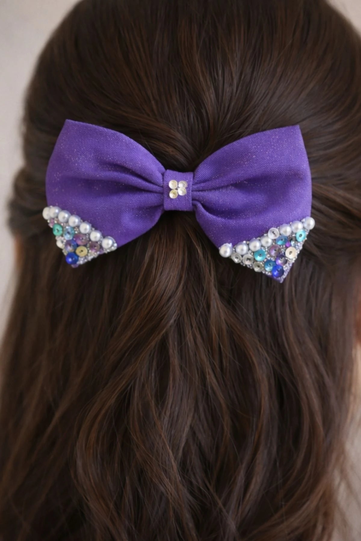 Lavender Sparkle Bow Hair Pins Set