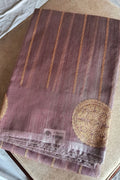 Lavender Kora Silk Handwoven Saree