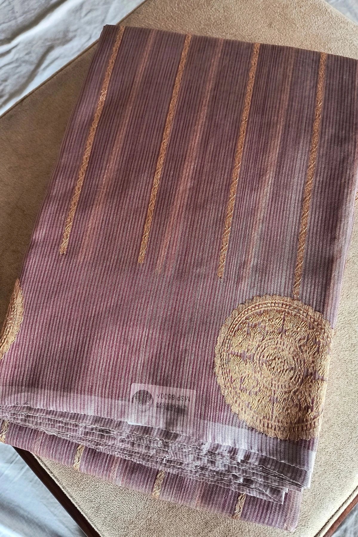 Lavender Kora Silk Handwoven Saree