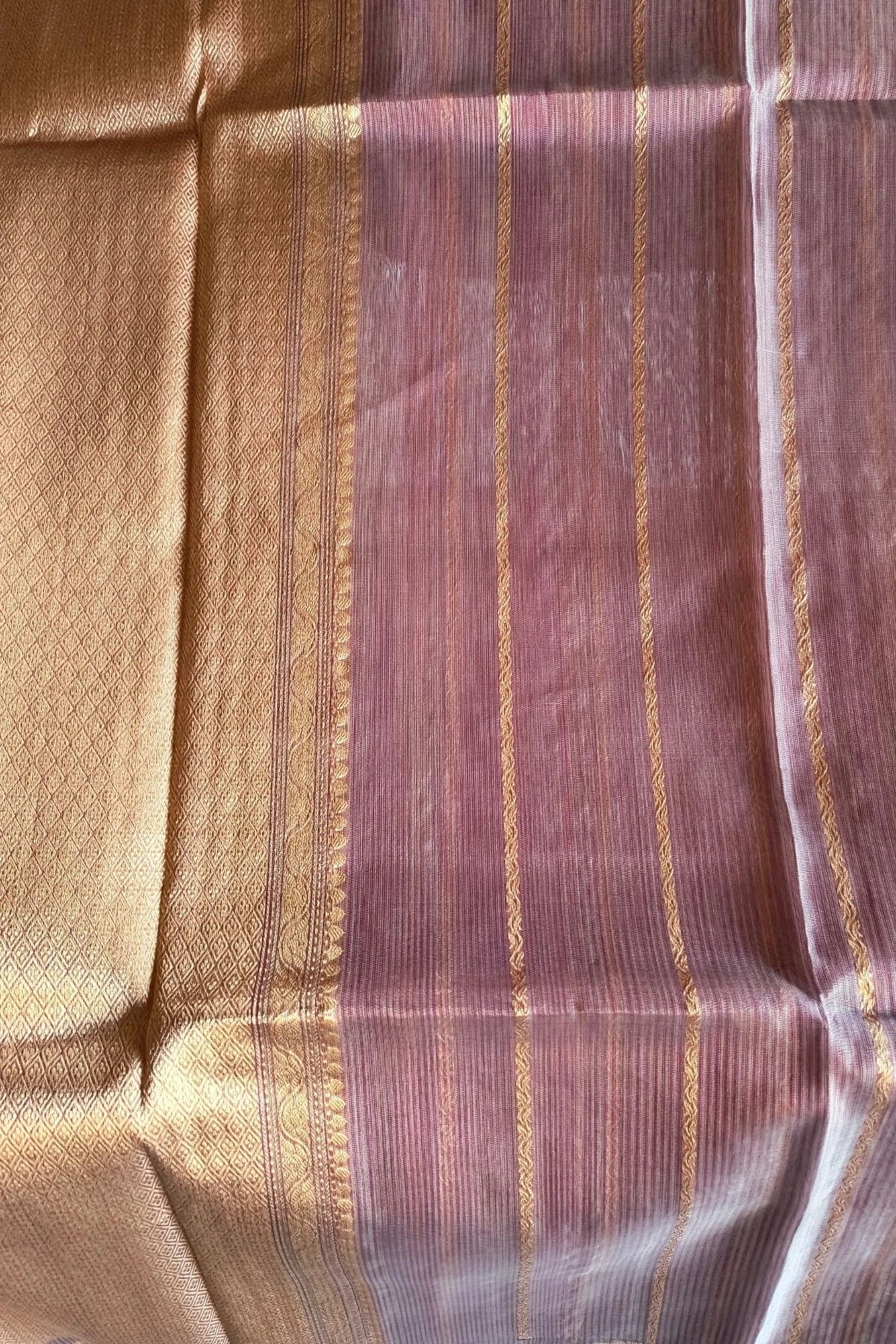 Lavender Kora Silk Handwoven Saree