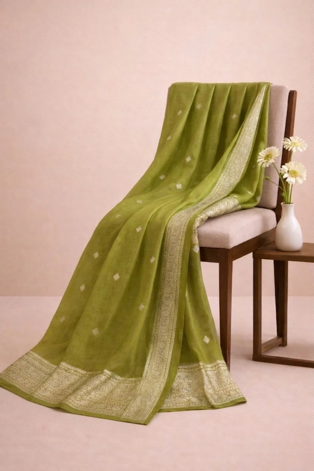 Mehendi Green Modal Silk Handwoven Saree