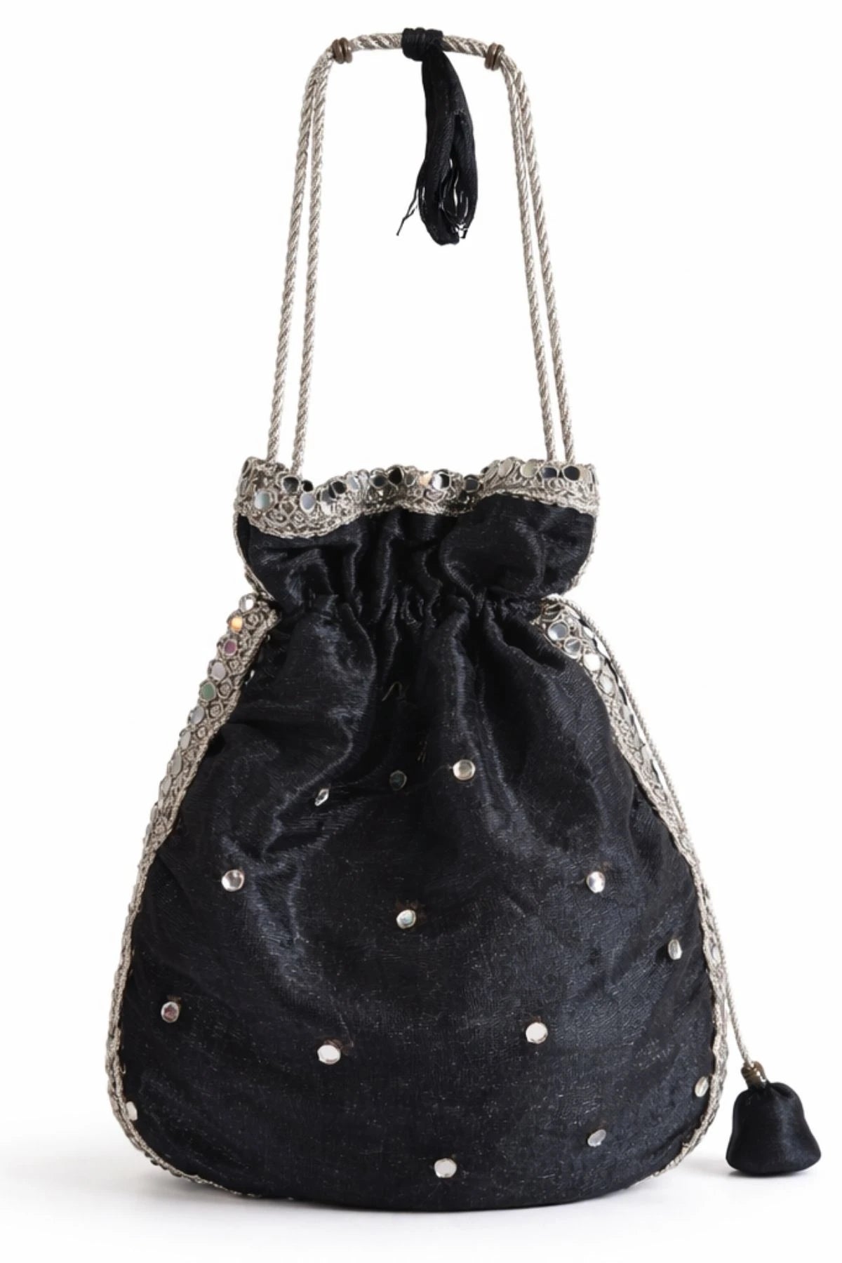 Midnight Black Shimmer Potli Bag