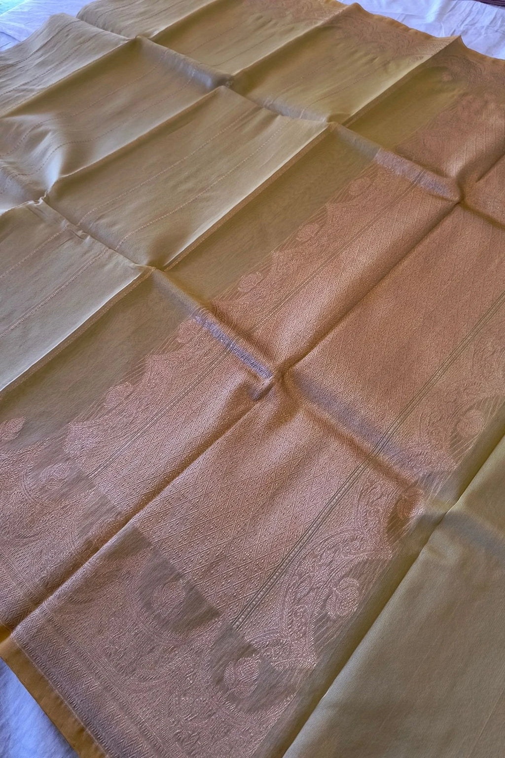 Mustard Gold Kora Silk Handwoven Saree