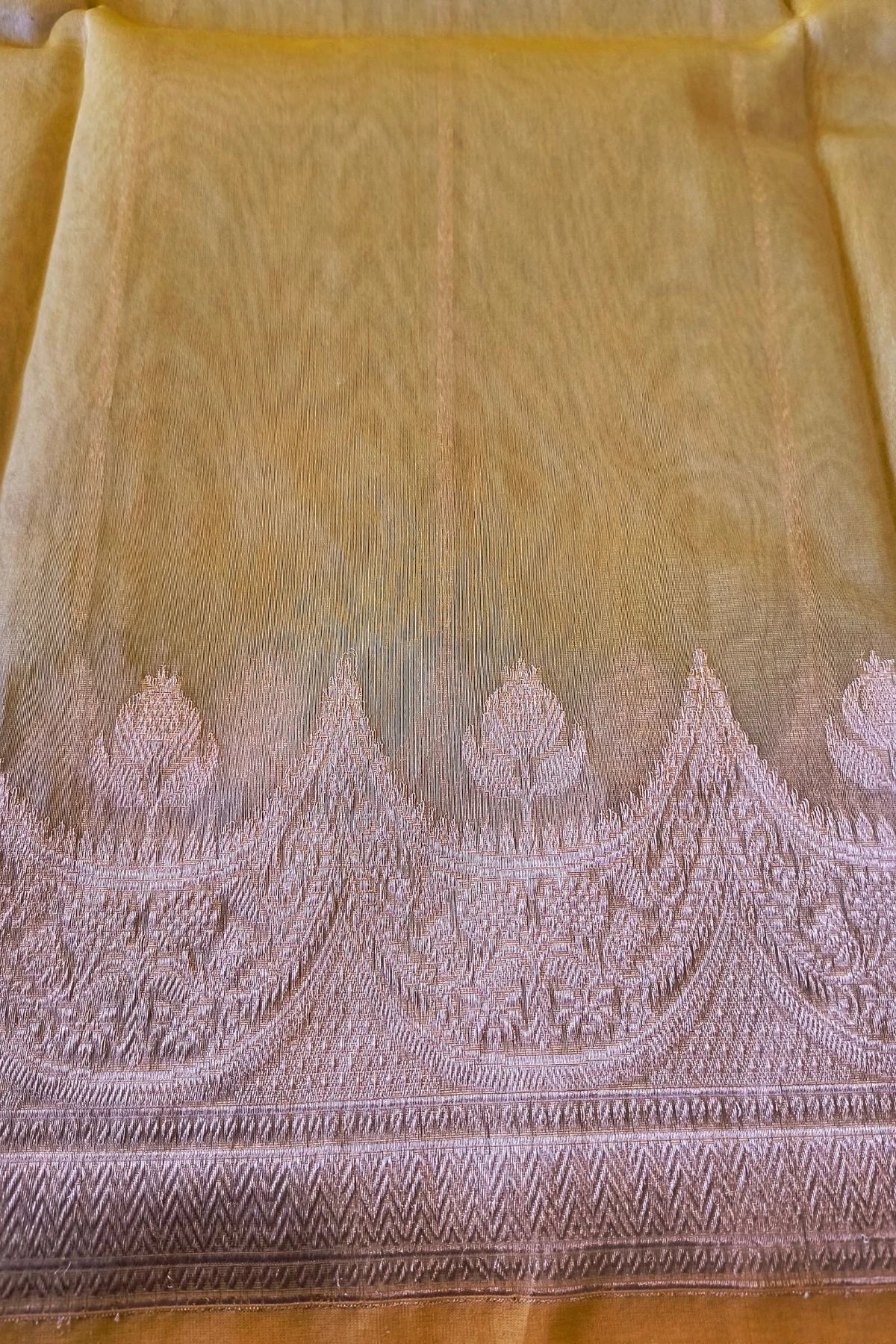 Mustard Gold Kora Silk Handwoven Saree
