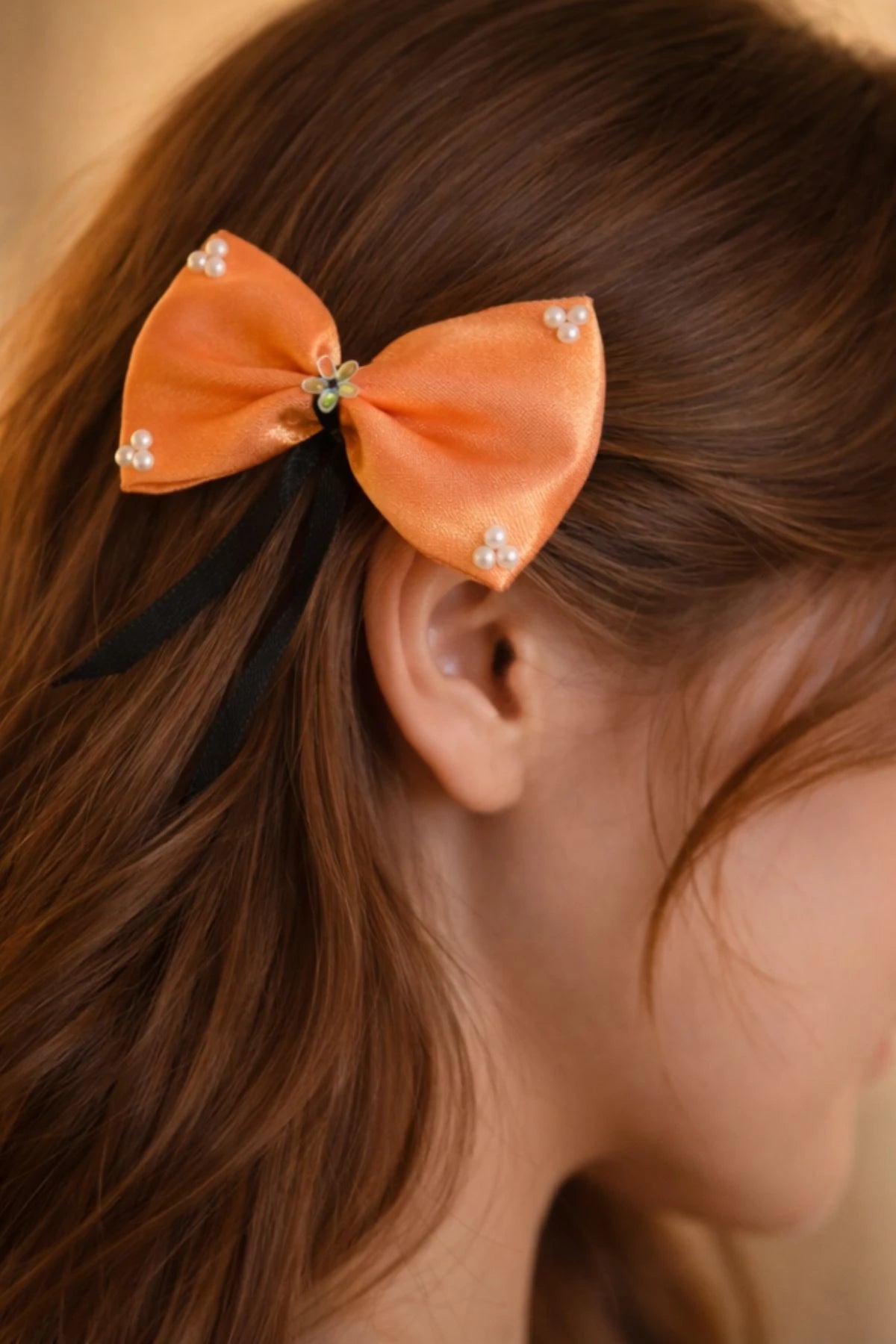 Peach Glow Bow Hair Pins Set