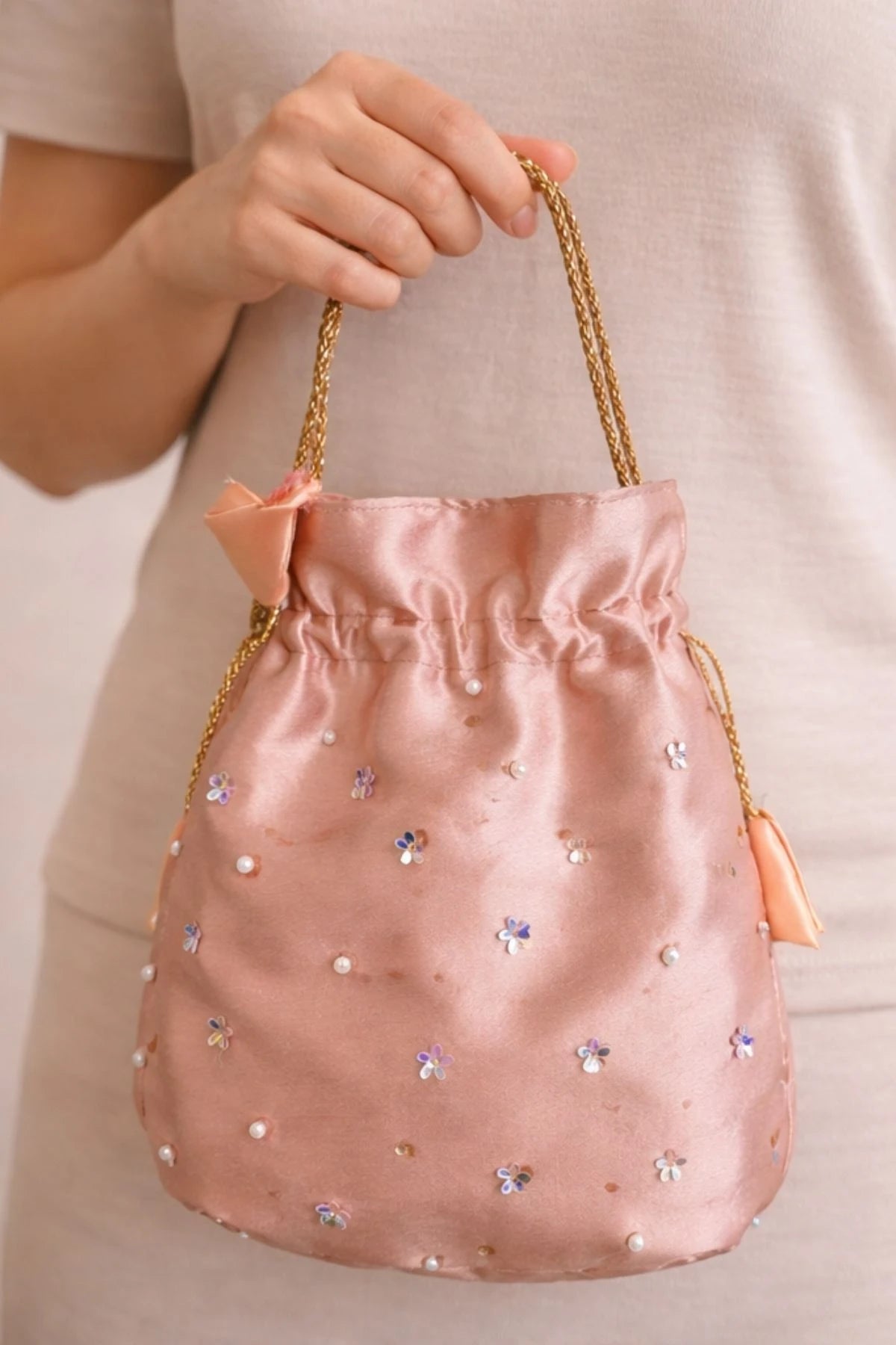 Peach Shimmer Potli Bag