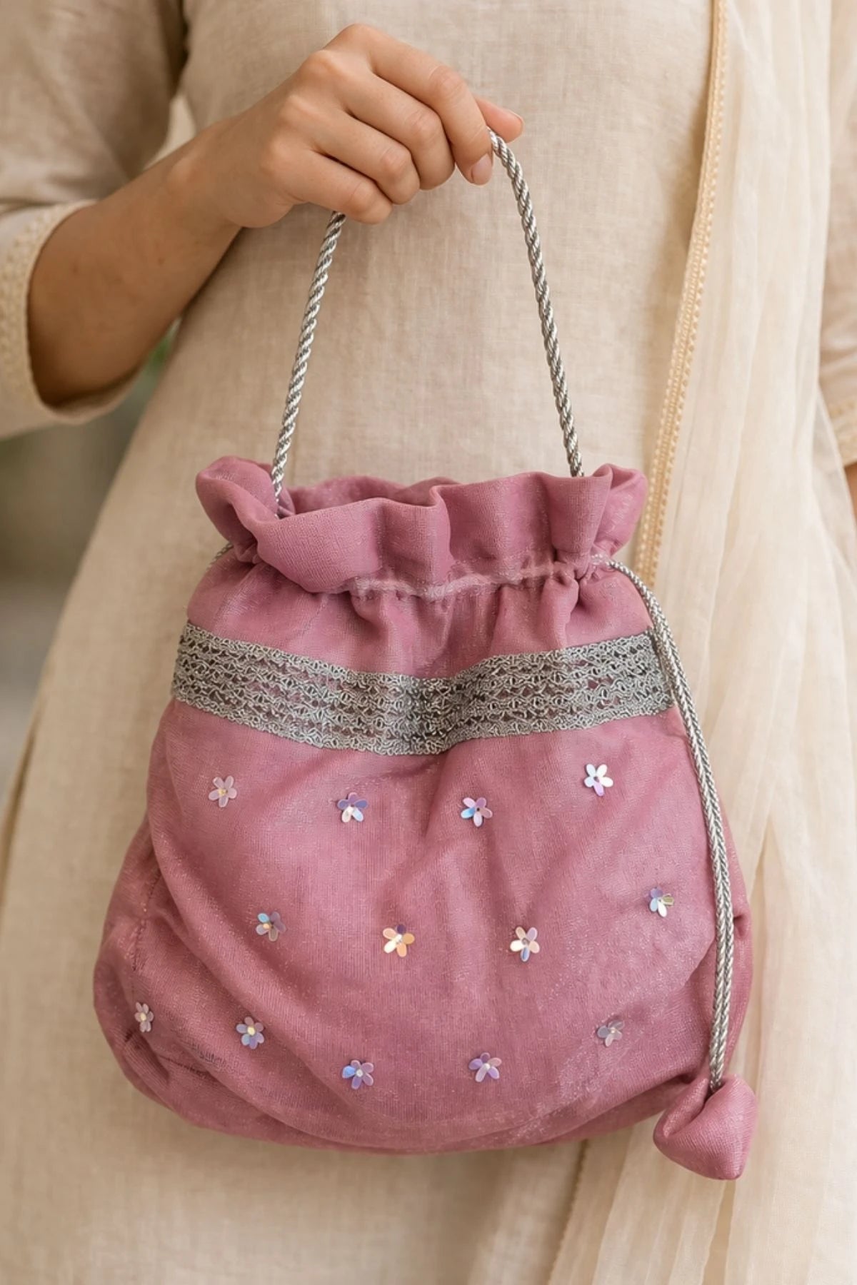 Pink Shimmer Potli Bag