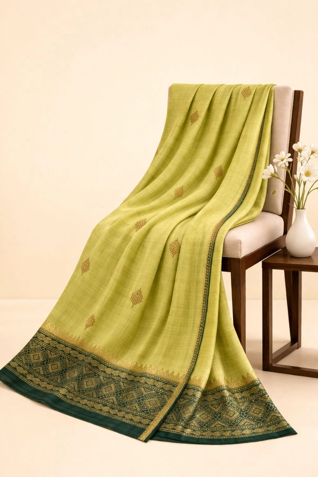 Pista Green Modal Silk Handwoven Saree
