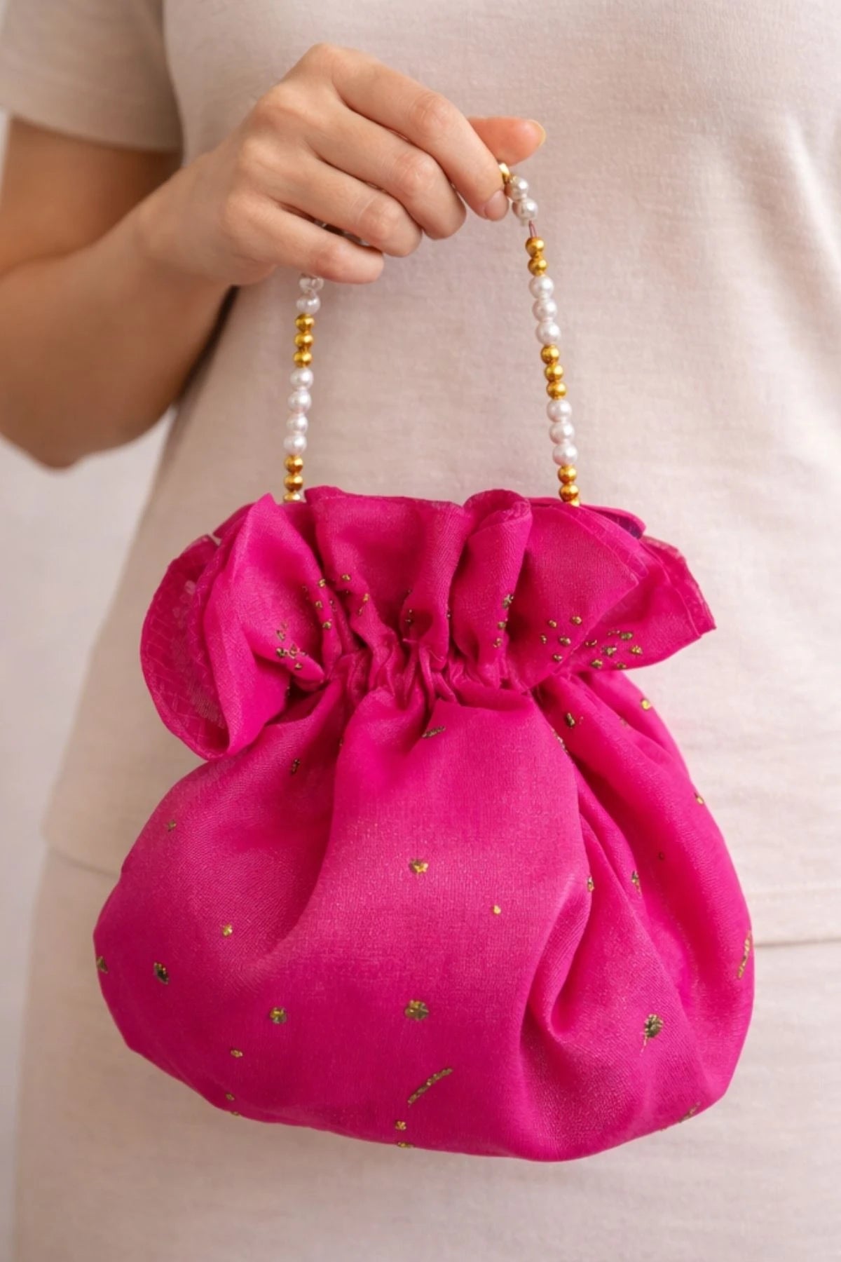 Rani Pink Shimmer Potli Bag