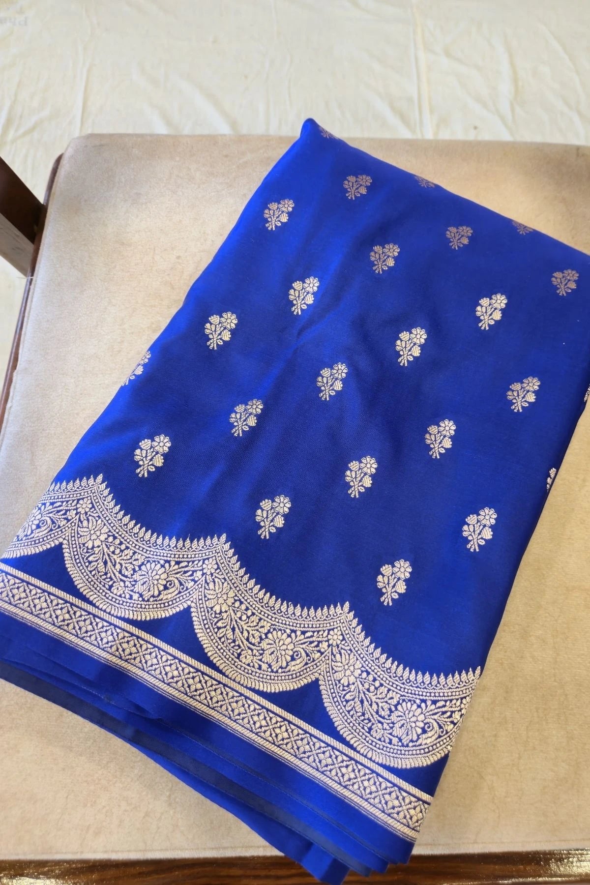 Royal Blue Satin Silk Handwoven Saree