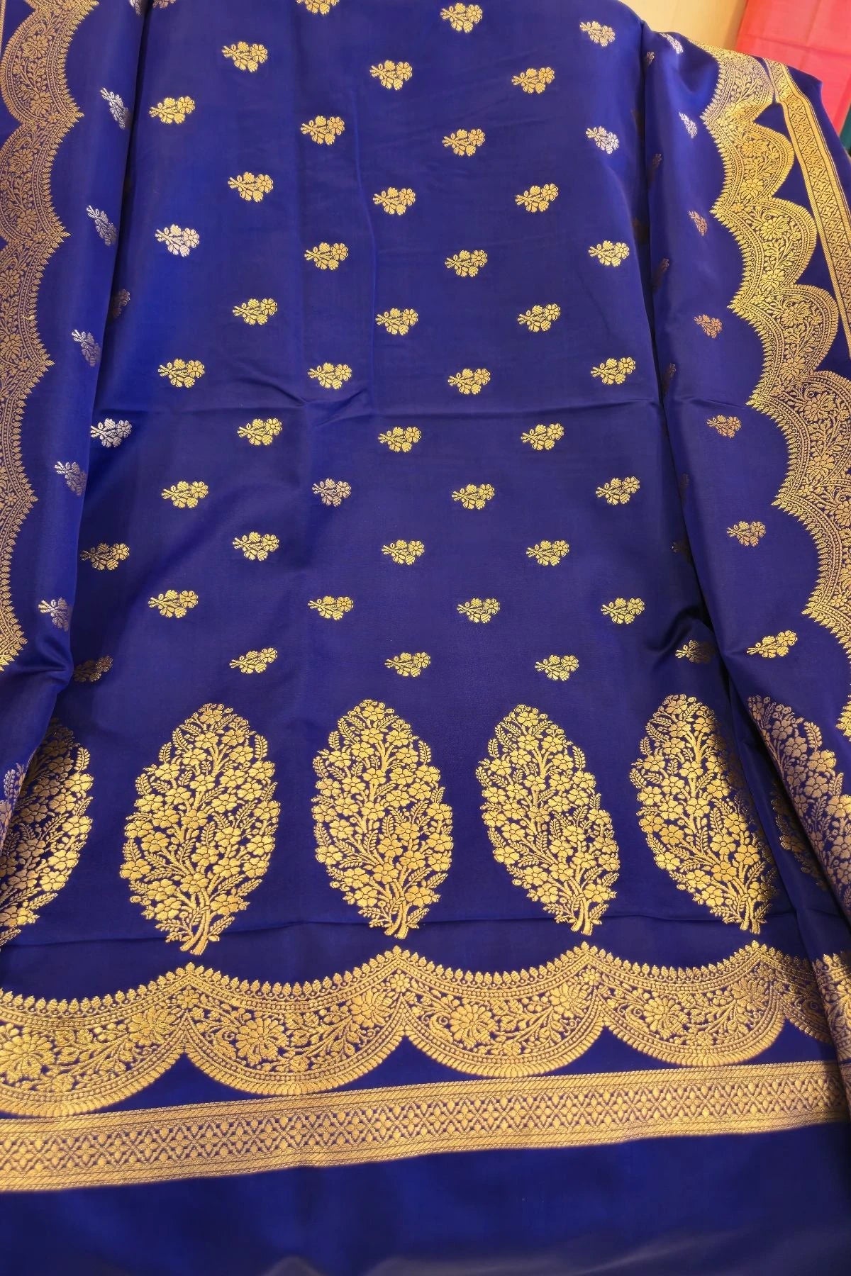 Royal Blue Satin Silk Handwoven Saree