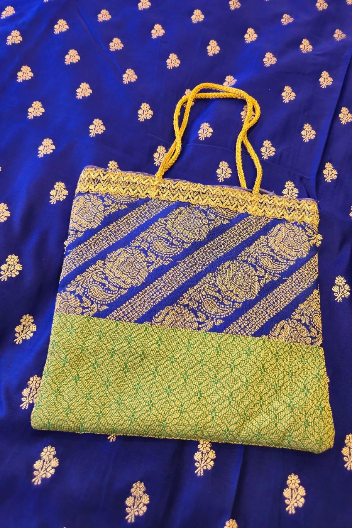 Royal Blue Satin Silk Handwoven Saree