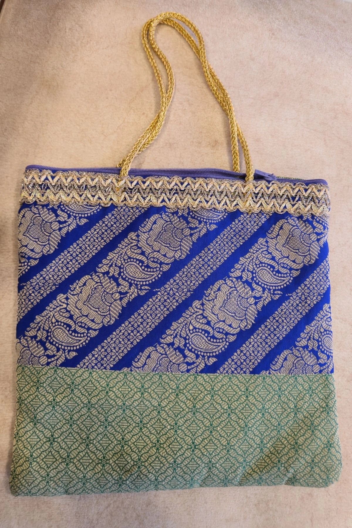 Royal Blue Satin Silk Handwoven Saree