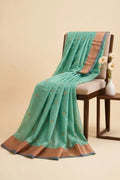 Sea Green Kora Silk Handwoven Saree