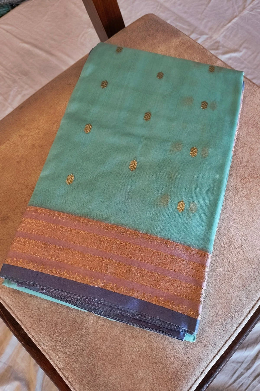 Sea Green Kora Silk Handwoven Saree