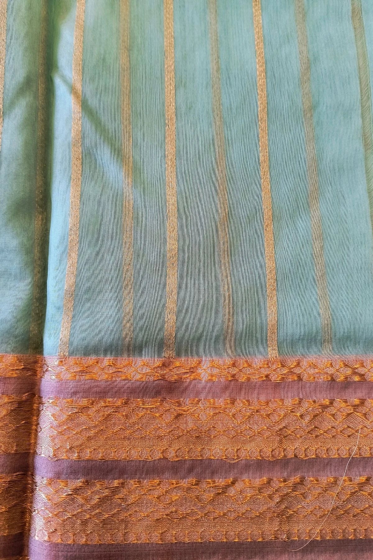 Sea Green Kora Silk Handwoven Saree