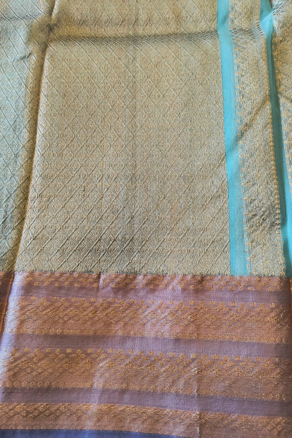 Sea Green Kora Silk Handwoven Saree