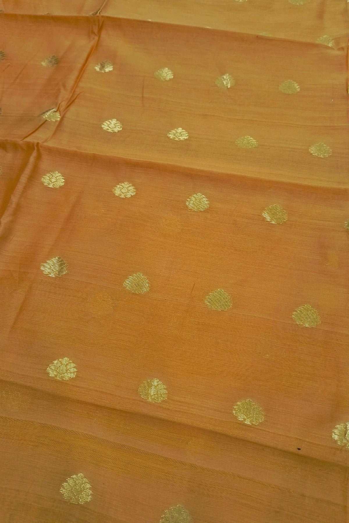 Burnt Orange Silk-Cotton Zari Weave Suit Set with Plain Border Dupatta