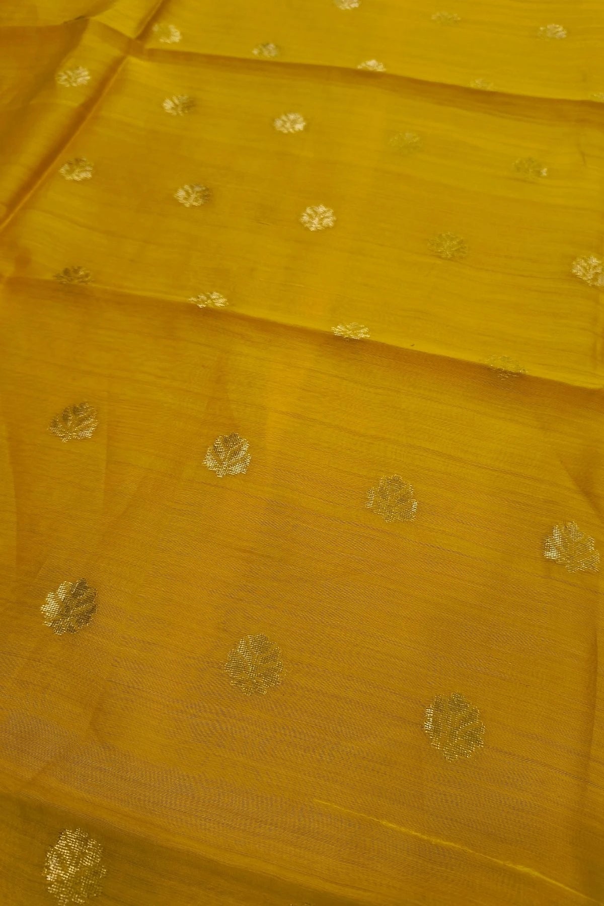 Bright Mustard Silk-Cotton Zari Suit Set with Matching Dupatta