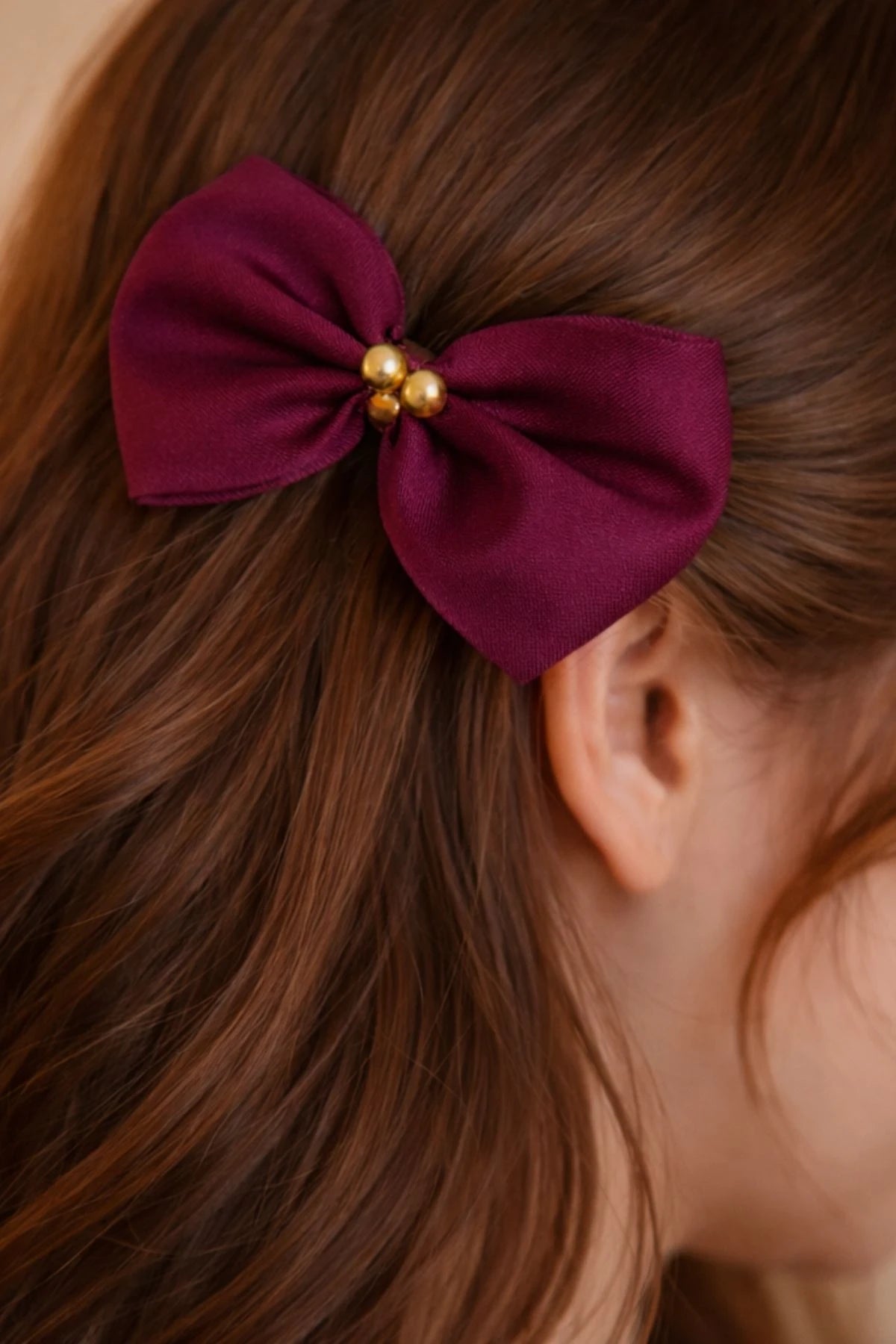 Wine Red Bow Hair Pins Set